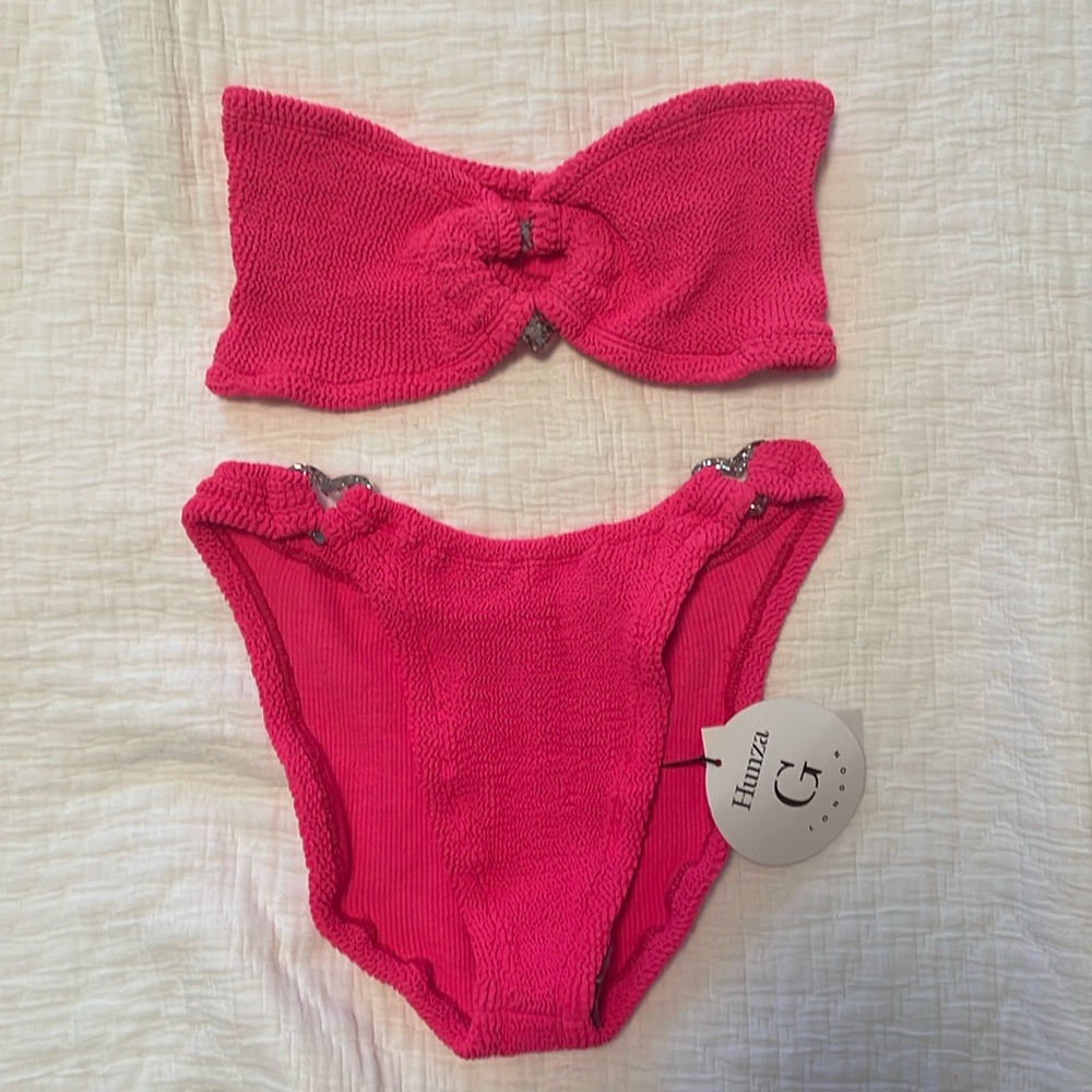 NWT Hunza g Nicole bandeau bikini pink